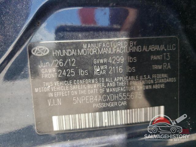 5NPEB4ACXDH555675 2013 HYUNDAI SONATA photo no. 12