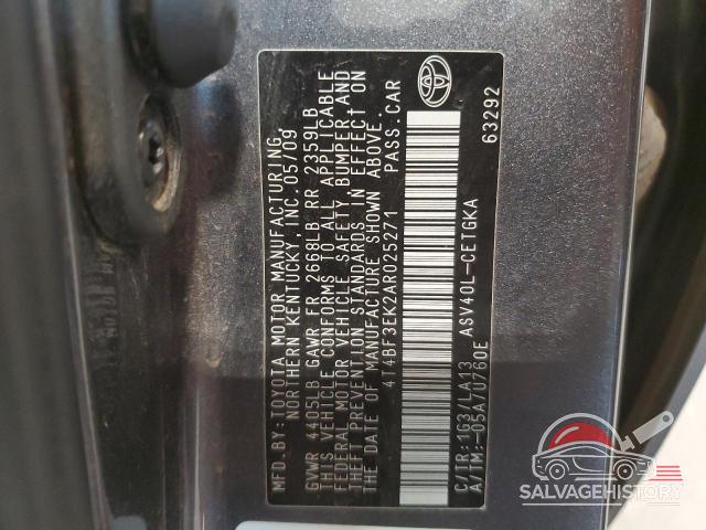4T4BF3EK2AR025271 2010 TOYOTA CAMRY photo no. 12