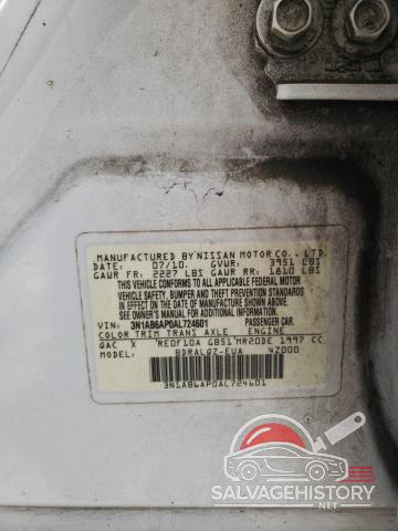 3N1AB6AP0AL724601 2010 NISSAN SENTRA photo no. 12