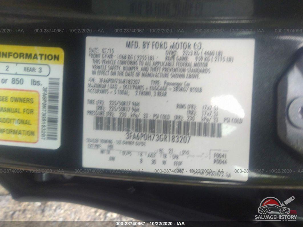 3FA6P0H73GR183207 2016 FORD FUSION photo no. 9