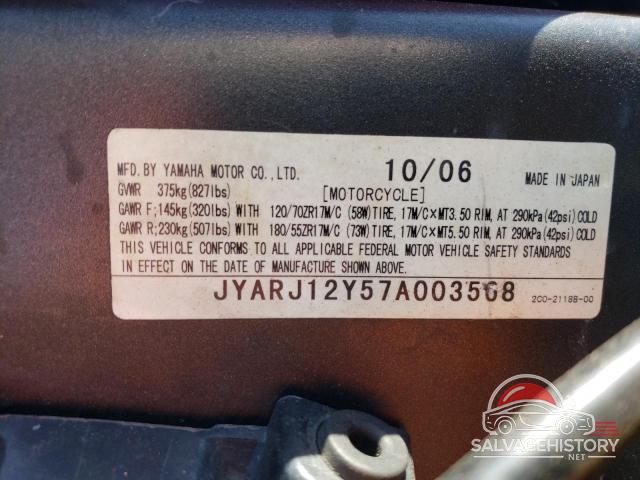 JYARJ12Y57A003568 2007 YAMAHA YZF photo no. 8