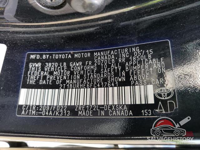 2T1BURHE6FC417641 2015 TOYOTA COROLLA photo no. 13