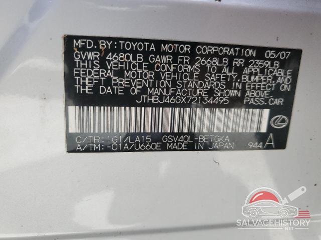JTHBJ46GX72134495 2007 LEXUS ES350 photo no. 13