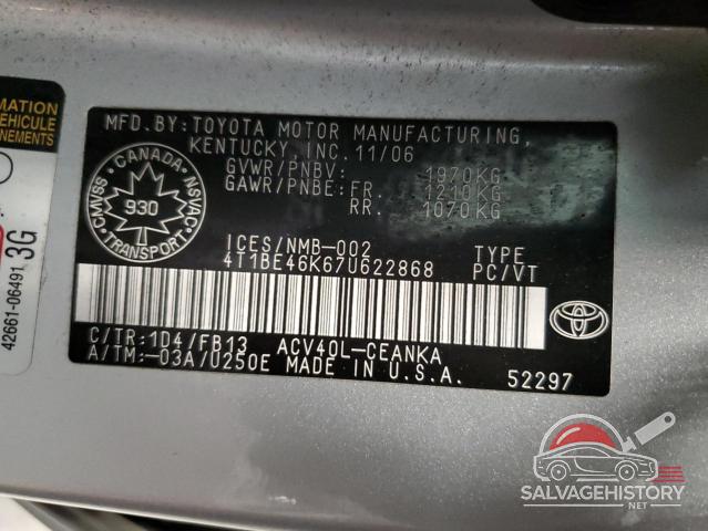 4T1BE46K67U622868 2007 TOYOTA CAMRY photo no. 13