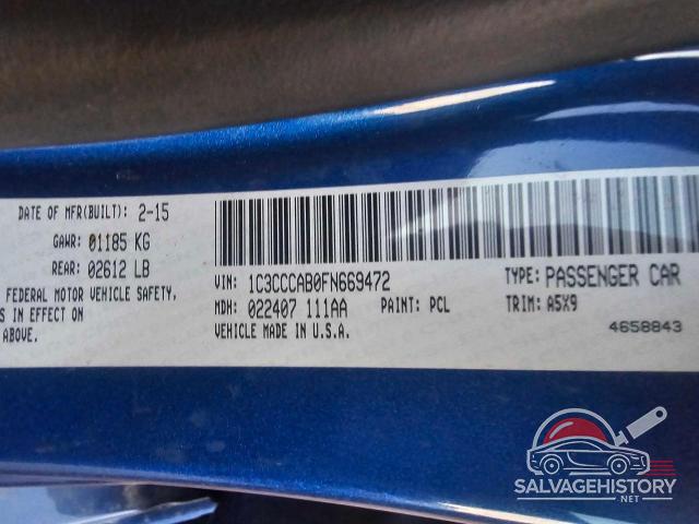 1C3CCCAB0FN669472 2015 CHRYSLER 200 photo no. 10