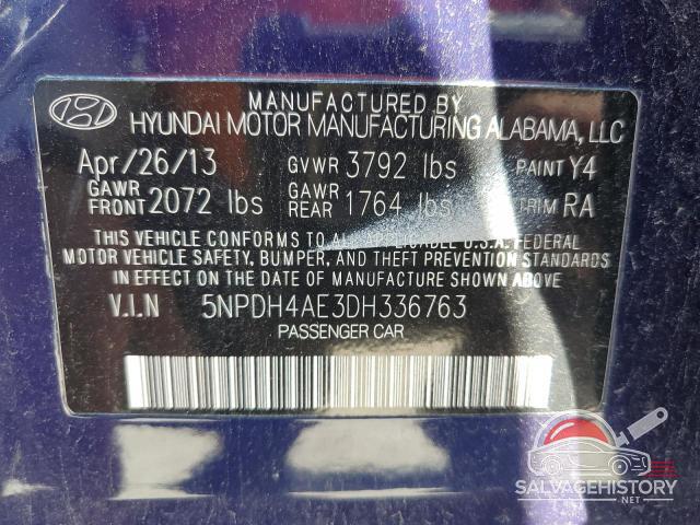 5NPDH4AE3DH336763 2013 HYUNDAI ELANTRA photo no. 12