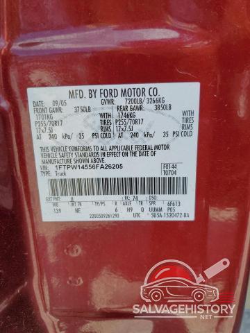 1FTPW14556FA26205 2006 FORD F-150 photo no. 12