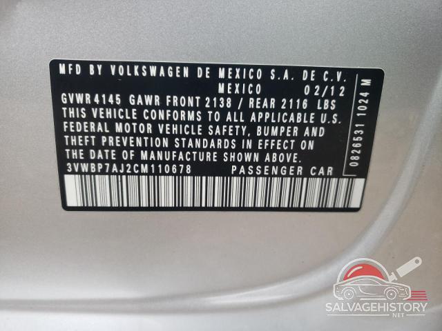 3VWBP7AJ2CM110678 2012 VOLKSWAGEN JETTA photo no. 12