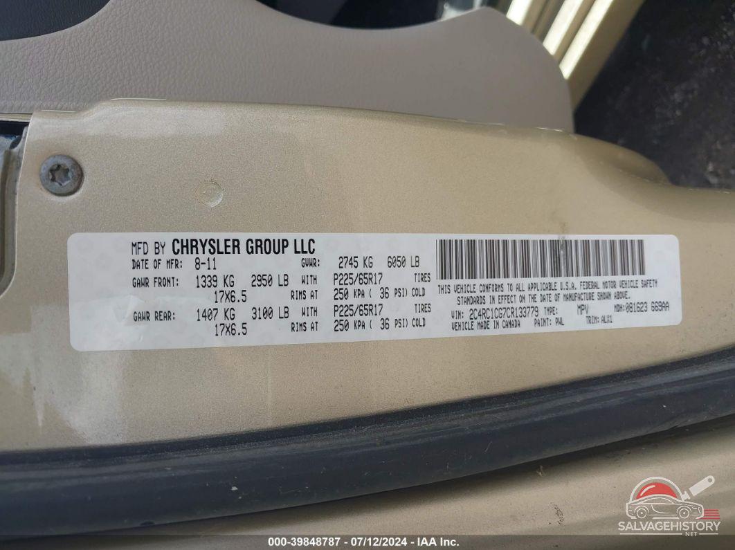 2C4RC1CG7CR133779 2012 CHRYSLER TOWN & COUNTRY photo no. 9