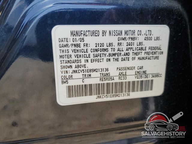 JNKCV51E85M213136 2005 INFINITI G35 photo no. 12