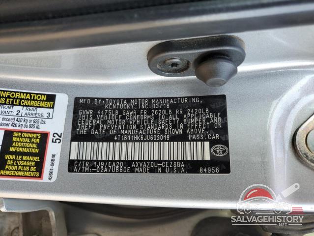 4T1B11HK6JU602019 2018 TOYOTA CAMRY photo no. 13