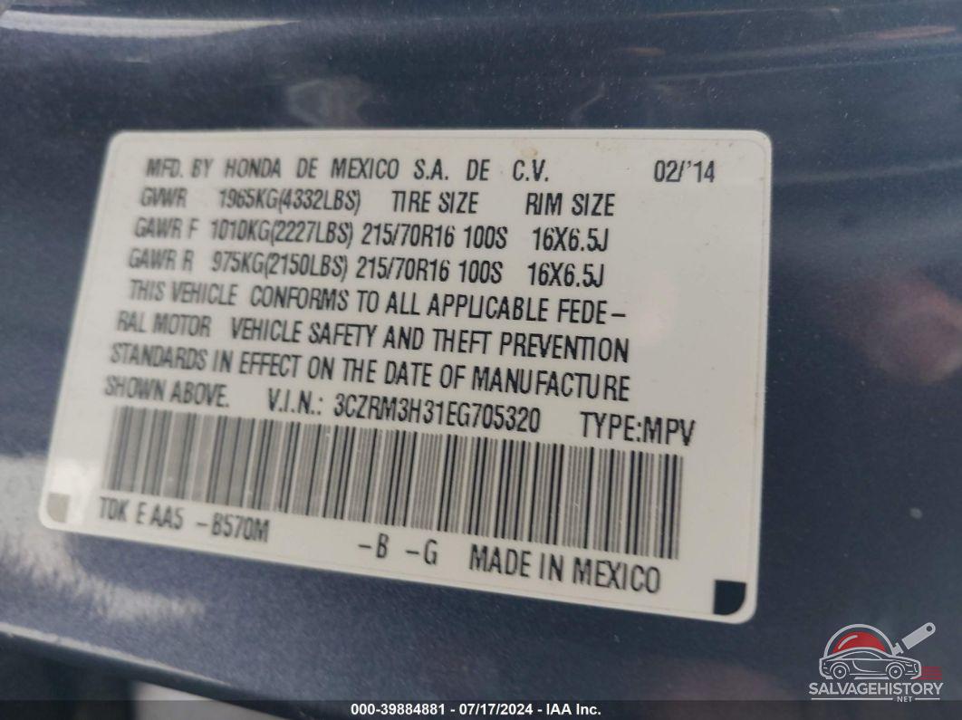 3CZRM3H31EG705320 2014 HONDA CR-V photo no. 9