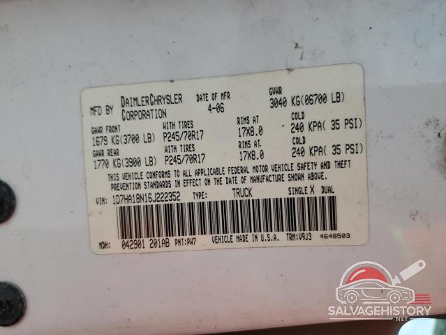 1D7HA18N16J222352 2006 DODGE RAM 1500 photo no. 13