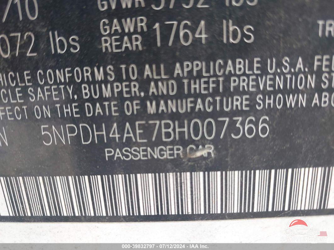 5NPDH4AE7BH007366 2011 HYUNDAI ELANTRA photo no. 9