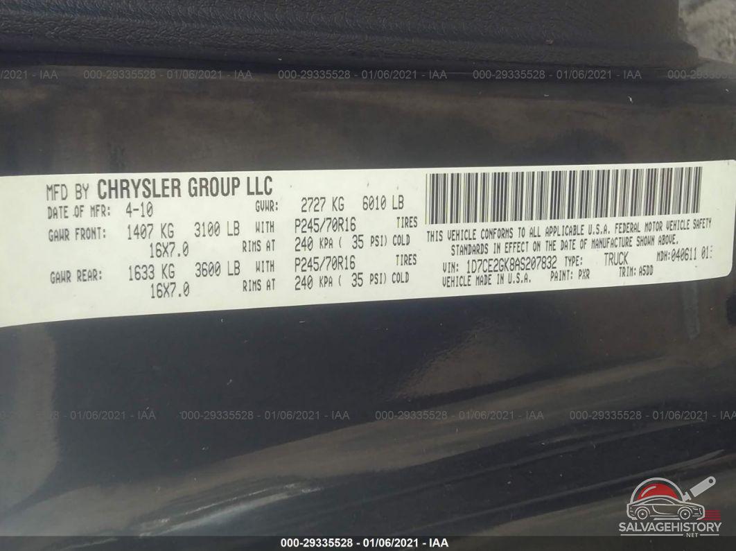1D7CE2GK8AS207832 2010 DODGE DAKOTA photo no. 9
