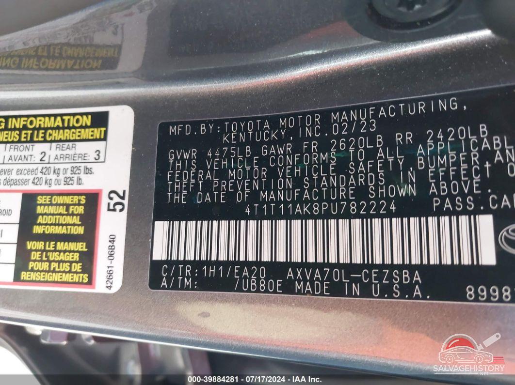 4T1T11AK8PU782224 2023 TOYOTA CAMRY photo no. 9