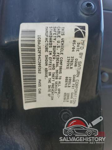 1G8AJ52F94Z209362 2004 SATURN ION photo no. 12