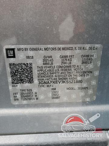 3GNAXKEV3KS521880 2019 CHEVROLET EQUINOX photo no. 13