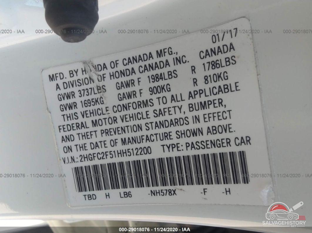 2HGFC2F51HH512200 2017 HONDA CIVIC SEDAN photo no. 9