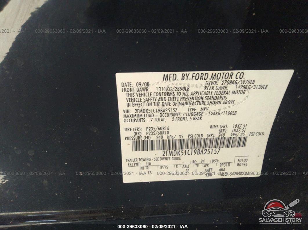 2FMDK51C19BA25157 2009 FORD FLEX photo no. 9