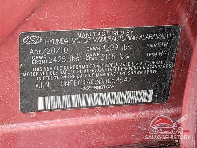 5NPEC4AC3BH054542 2011 HYUNDAI SONATA photo no. 12