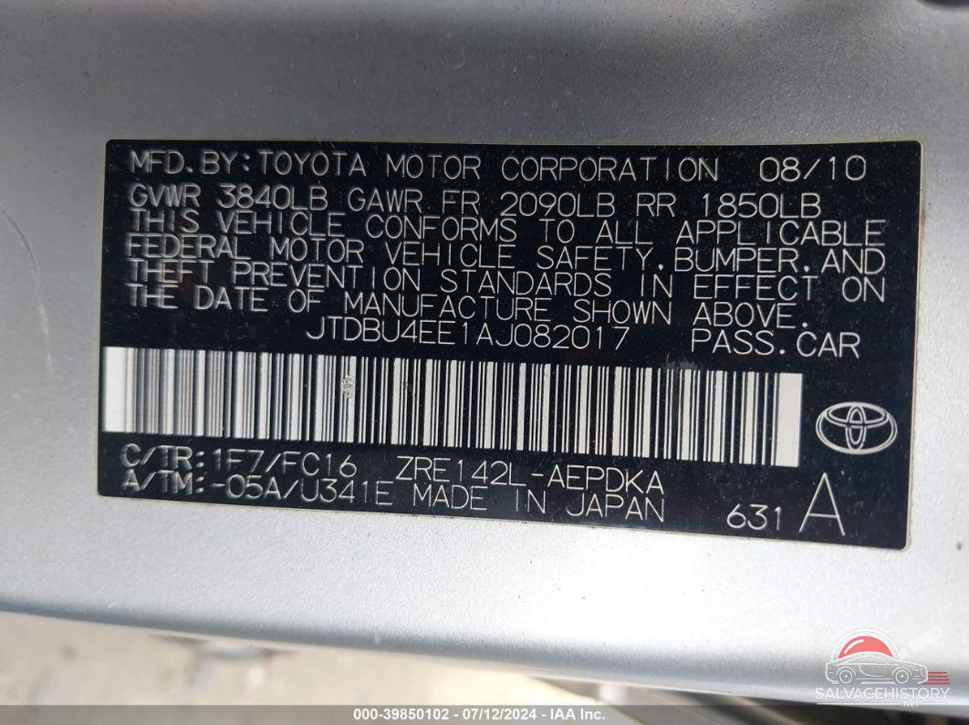 JTDBU4EE1AJ082017 2010 TOYOTA COROLLA photo no. 9