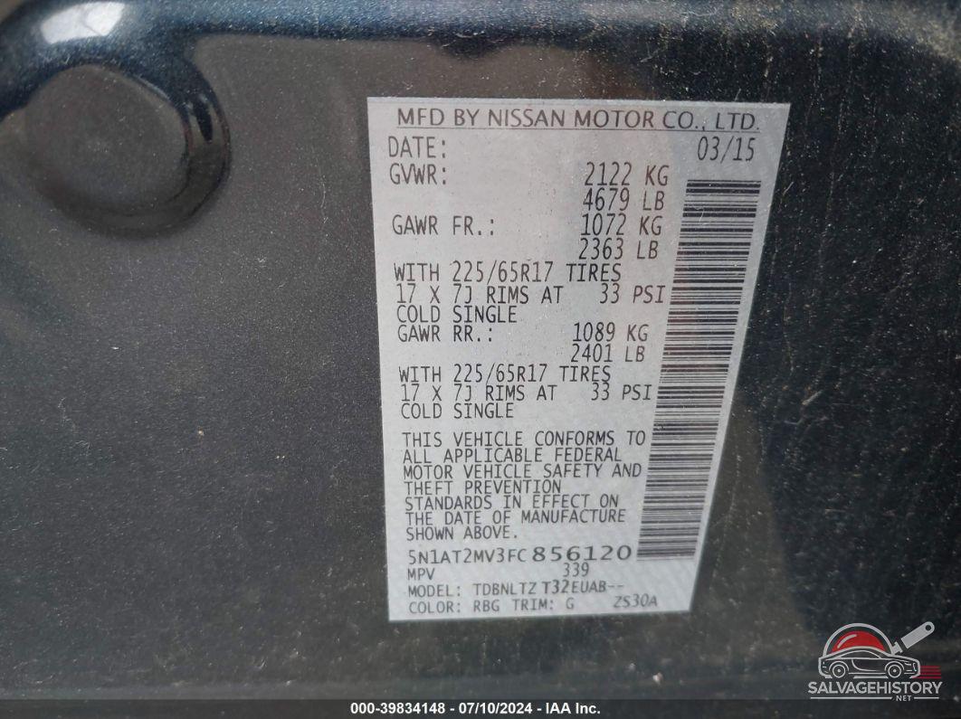 5N1AT2MV3FC856120 2015 NISSAN ROGUE photo no. 9