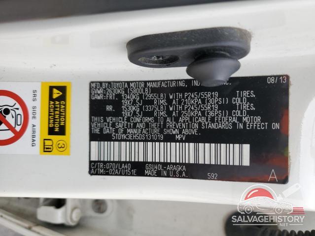 5TDYK3EH5DS131019 2013 TOYOTA HIGHLANDER photo no. 14