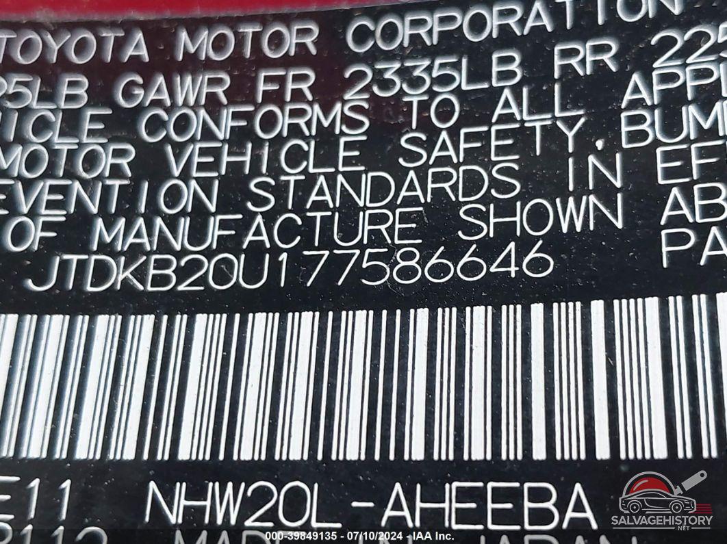 JTDKB20U177586646 2007 TOYOTA PRIUS photo no. 9