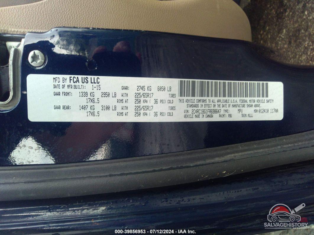 2C4RC1BG1FR698647 2015 CHRYSLER TOWN & COUNTRY photo no. 9