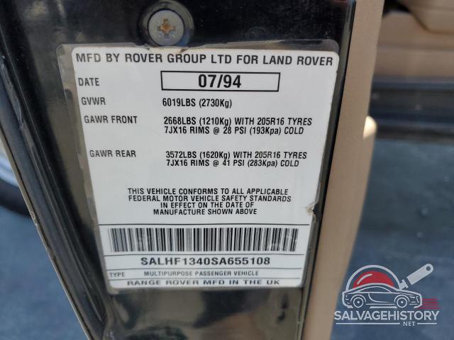 SALHF1340SA655108 1995 LAND ROVER RANGEROVER photo no. 12