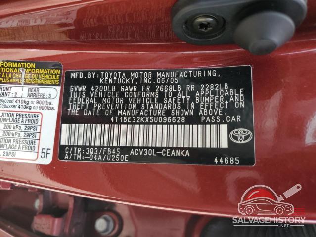 4T1BE32KX5U096628 2005 TOYOTA CAMRY photo no. 13