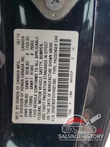 2HGFB2F51FH501360 2015 HONDA CIVIC photo no. 12