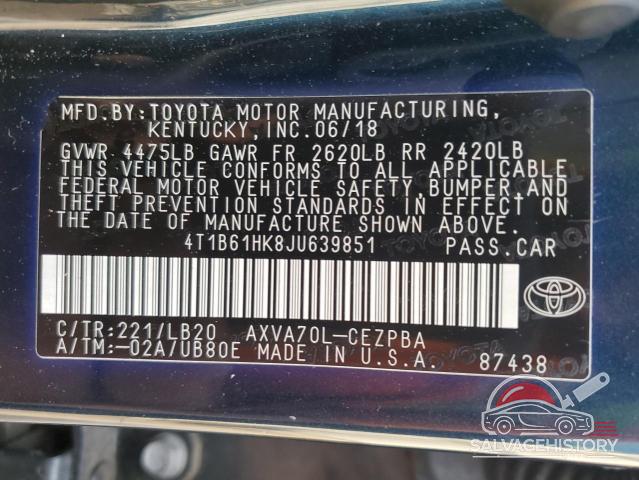 4T1B61HK8JU639851 2018 TOYOTA CAMRY photo no. 13