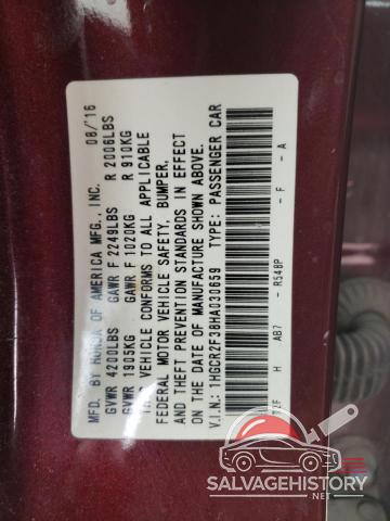 1HGCR2F38HA030659 2017 HONDA ACCORD photo no. 12
