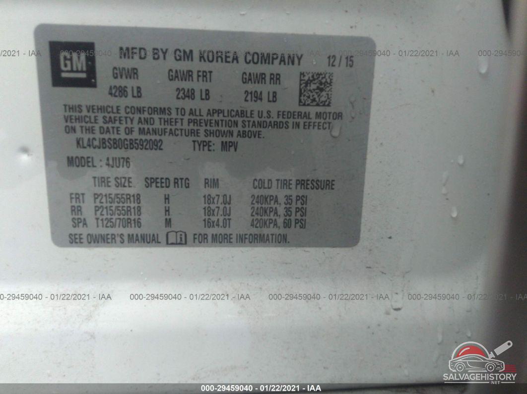 KL4CJBSB0GB592092 2016 BUICK ENCORE photo no. 9