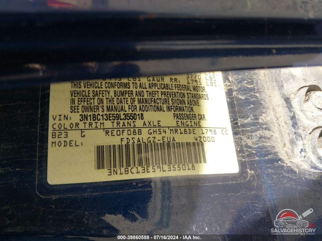 3N1BC13E59L355018 2009 NISSAN VERSA photo no. 9
