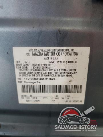 1YVHZ8DH3C5M16679 2012 MAZDA 6 photo no. 13
