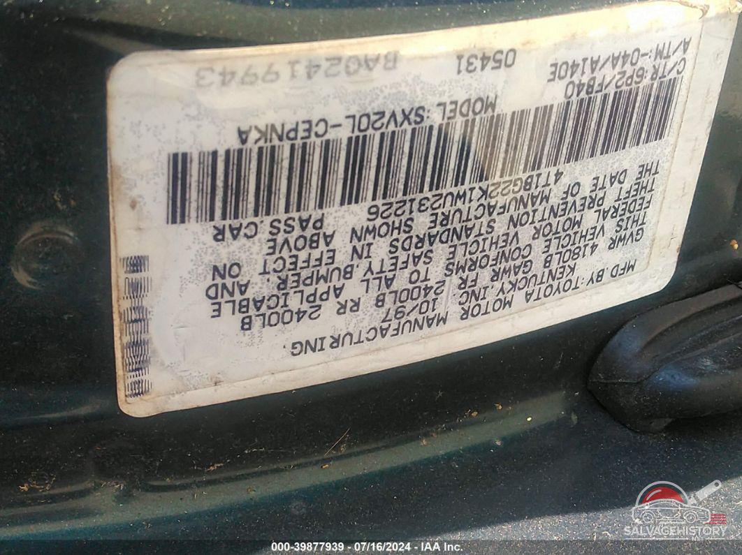 4T1BG22K1WU231226 1998 TOYOTA CAMRY photo no. 9