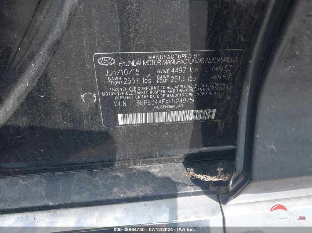 5NPE34AFXFH249750 2015 HYUNDAI SONATA photo no. 9
