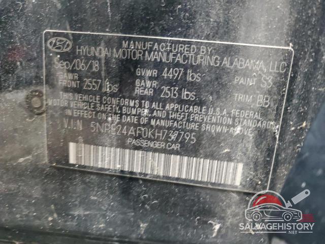 5NPE24AF0KH737795 2019 HYUNDAI SONATA photo no. 12