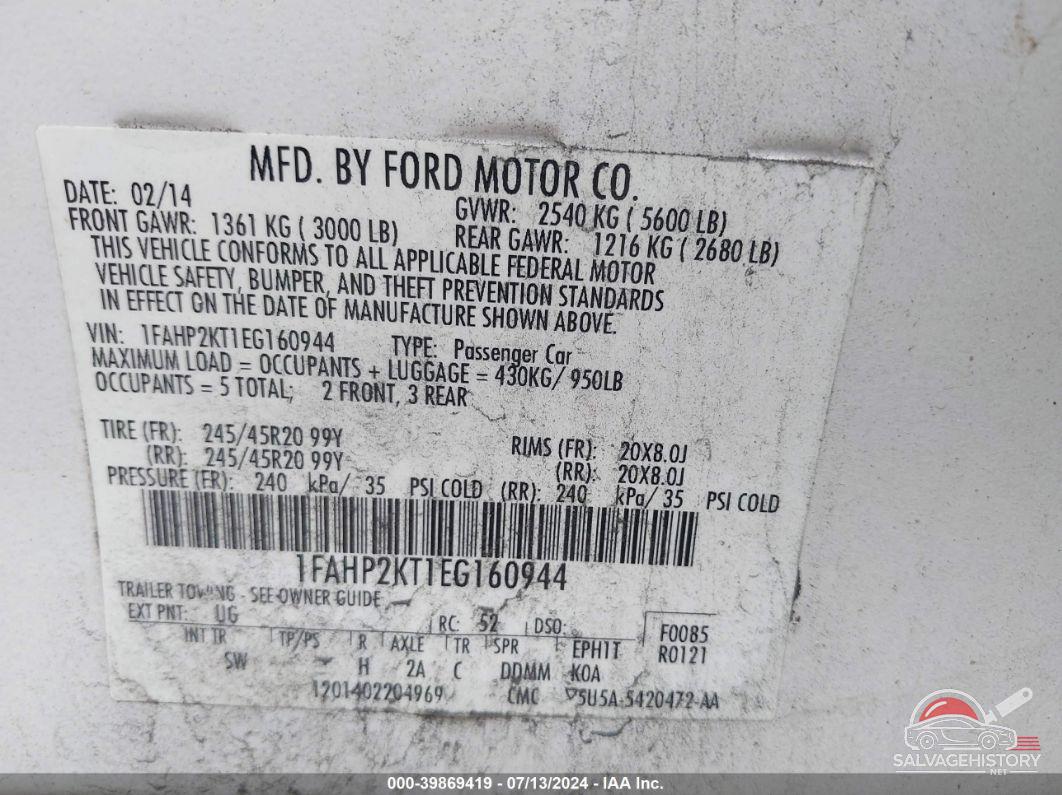 1FAHP2KT1EG160944 2014 FORD TAURUS photo no. 9