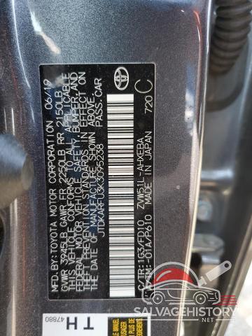 JTDKARFU3K3095238 2019 TOYOTA PRIUS photo no. 12