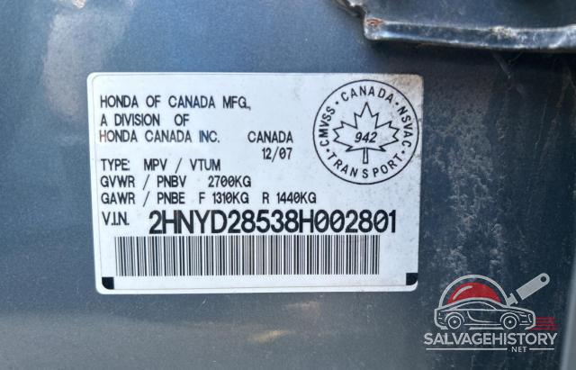 2HNYD28538H002801 2008 ACURA MDX photo no. 10