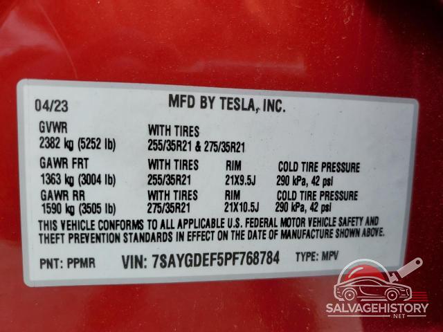 7SAYGDEF5PF768784 2023 TESLA MODEL Y photo no. 12