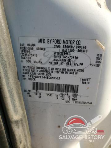 1FTNX21S44ED28365 2004 FORD F250 photo no. 12