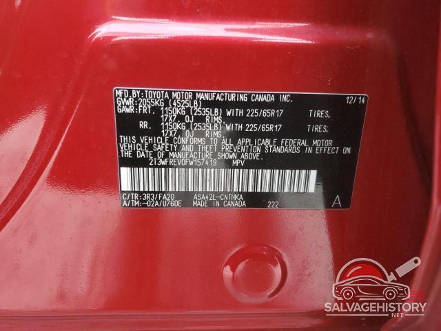 2T3WFREV0FW157419 2015 TOYOTA RAV4 photo no. 14