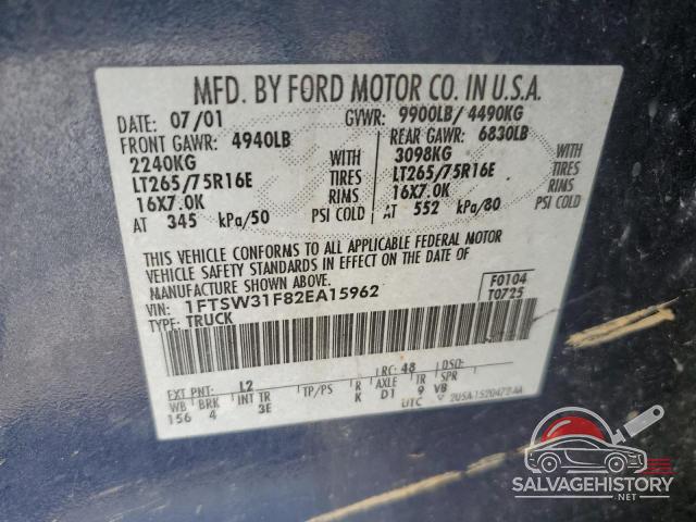1FTSW31F82EA15962 2002 FORD F350 photo no. 14