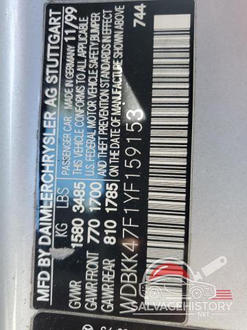 WDBKK47F1YF159153 2000 MERCEDES-BENZ SLK-CLASS photo no. 12