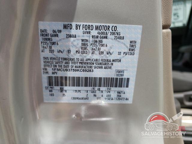 1FMCU93759KC69283 2009 FORD ESCAPE photo no. 12